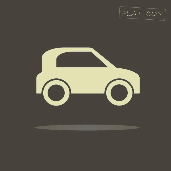 Flache Auto-Ikone. helles Auto auf dunklem Hintergrund. Symbolvektor — Stockvektor