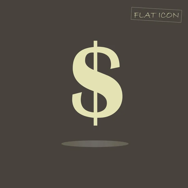 Flat icon of the dollar sign. Light dollar sign on a dark background — Stockvector