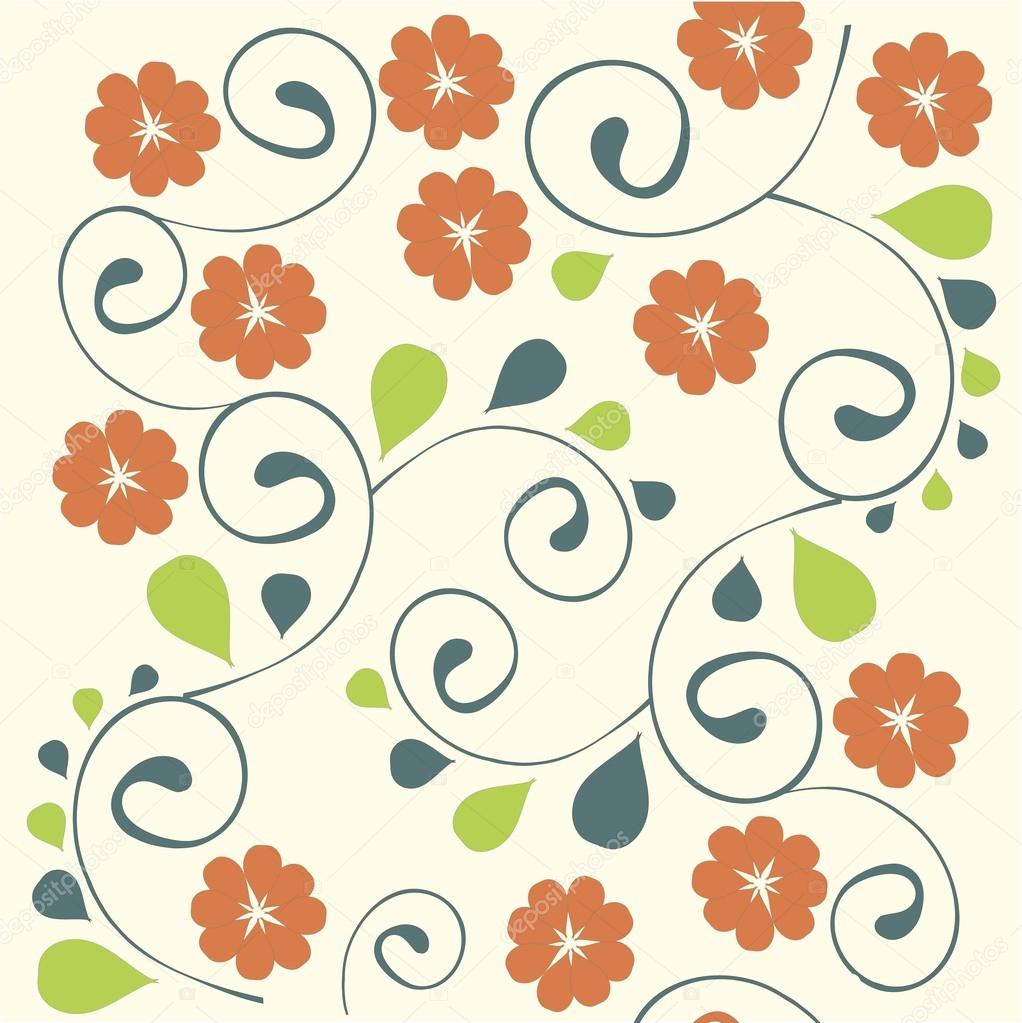 Fond De Dessin Main Floral Les Fleurs Stylisées Rouge Vert