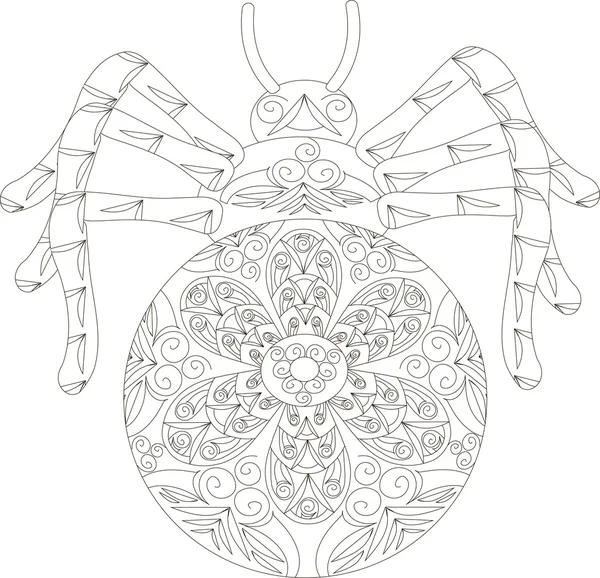 Zentangle örümcek siyah beyaz el çizilmiş vektör stilize