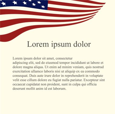 Amerikan bayrağı arka plan. Lorem Ipsum kırmızı, mavi, beyaz bayrak üzerinde açık pembe renkli, gri
