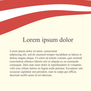 Avusturya bayrağı arka plan. Kırmızı bayrak, açık pembe renkli, gri Lorem Ipsum, vektör beyaz