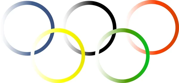 The Olympic rings, the symbol of the Olympic games, dark blue, black, red, yellow, green, gradient, vector — Stock Vector