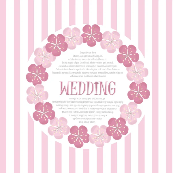 Красивая винтажная цветочная свадебная пригласительная открытка, ручная работа с розовыми цветами, векторная иллюстрация — стоковый вектор