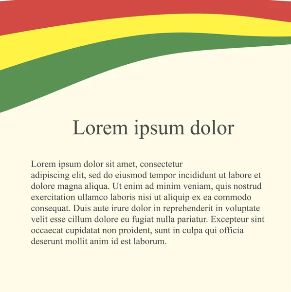 Fond du drapeau bolivien. Rouge, jaune, vert sur fond rose clair, gris Lorem ipsum, vecteur — Image vectorielle