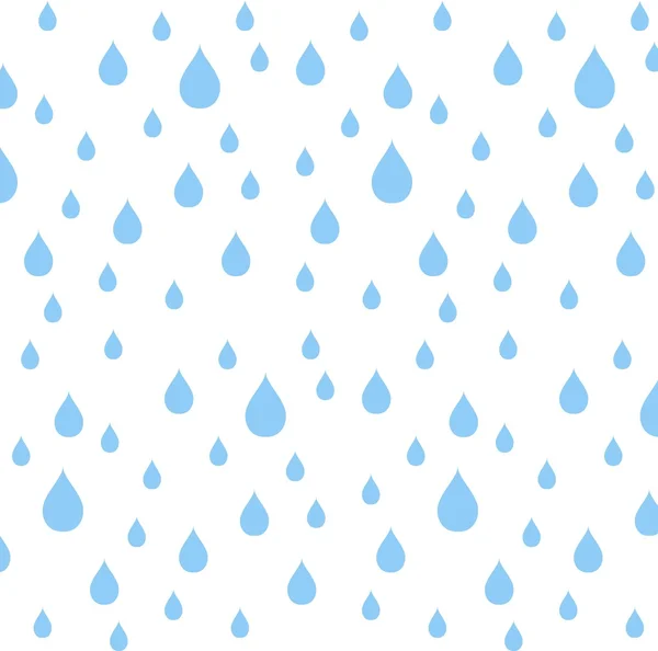 Patrón inconsútil gotas de lluvia azul sobre blanco, ilustración vectorial — Archivo Imágenes Vectoriales