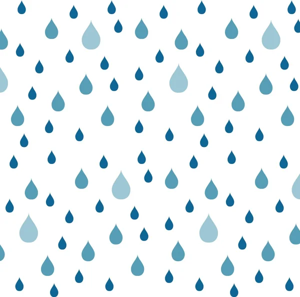 Padrão de gotas de água azul e azul escuro em branco, ilustração vetorial — Vetor de Stock