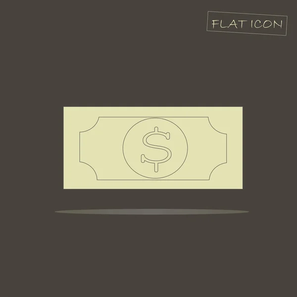 Helle Banknote flaches Symbol auf dunklem Hintergrund, Vektorillustration — Stockvektor