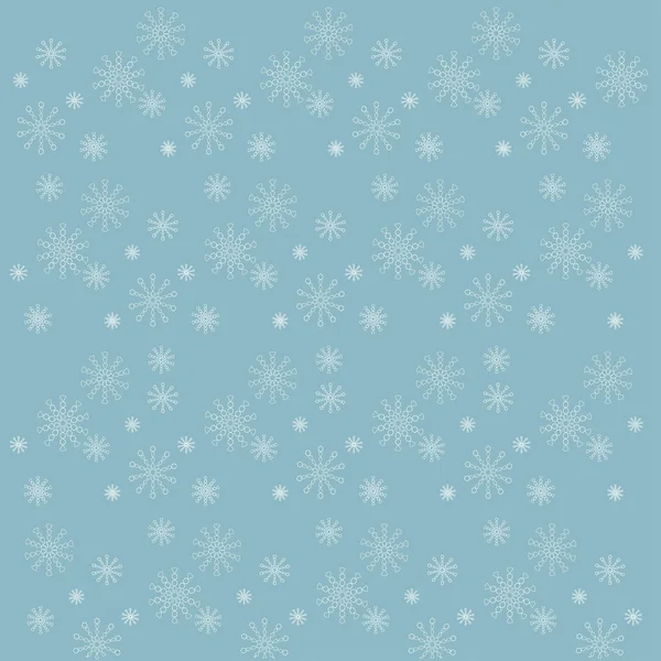 Witte sneeuwvlokken op blauwe achtergrond, textuur, vectorillustratie — Stockvector
