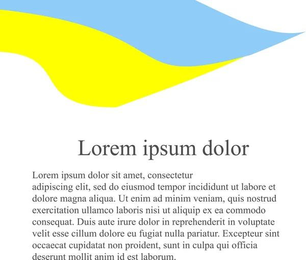 Ukraine drapeau arrière-plan. Jaune, drapeau bleu sur fond blanc, gris Lorem ipsum, vecteur — Image vectorielle