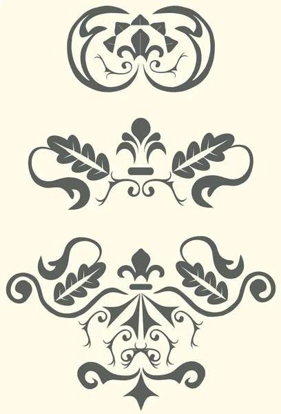 Conjunto patrón de diseño barroco, contornos oscuros en la luz, ilustración vectorial — Vector de stock