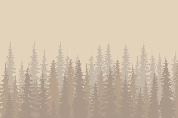 Beige esboza bosque de abeto en beige claro, elementos de diseño, ilustración vectorial — Vector de stock