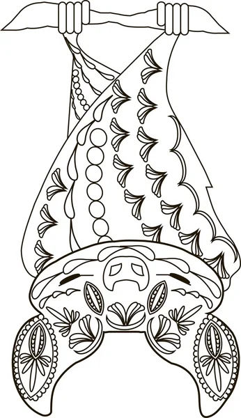 Zentangle yarasa siyah beyaz elle çizilmiş vektör çizim stilize