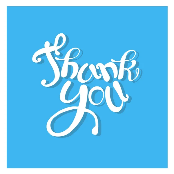 Banner Thank you, white lettering on bright blue background, white frame, vector — Stock Vector