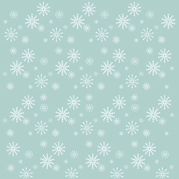 Achtergrond met witte sneeuwvlokken op blauw, vectorillustratie — Stockvector