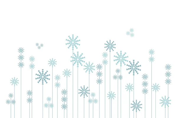 Fond hivernal abstrait de jardin de flocons de neige bleus sur illustration vectorielle blanche — Image vectorielle