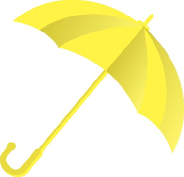 Düz simgeler beyaz arka planda, vektör çizim şemsiye sarı