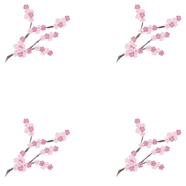 Malerei nahtlose Textur rosa blühender Zweig auf weißem, Vektorillustration — Stockvektor
