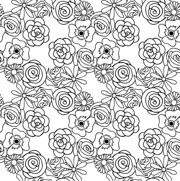 Seamless Floral Monochrome Pattern Stock Vector Illustration Web Print — Stock Vector