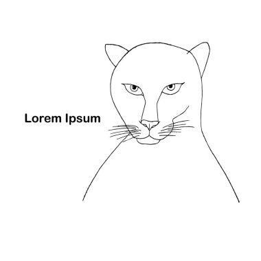 Beyaz sanat tasarımı elementi üzerinde siyah çizgili kedi Lorem Ipsum hisse senedi vektör çizimi web için, yazdırma