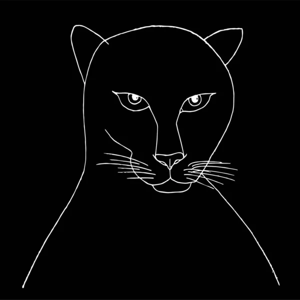 Gato Esboço Branco Desenho Arte Preta Ilustração Vetorial Estoque Para — Vetor de Stock