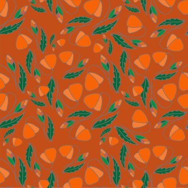  Papaver kusursuz desen. Kırmızı botanik sanat tasarımı üzerindeki kırmızı çiçek web için, baskı için, kumaş baskısı için stok vektör çizimi