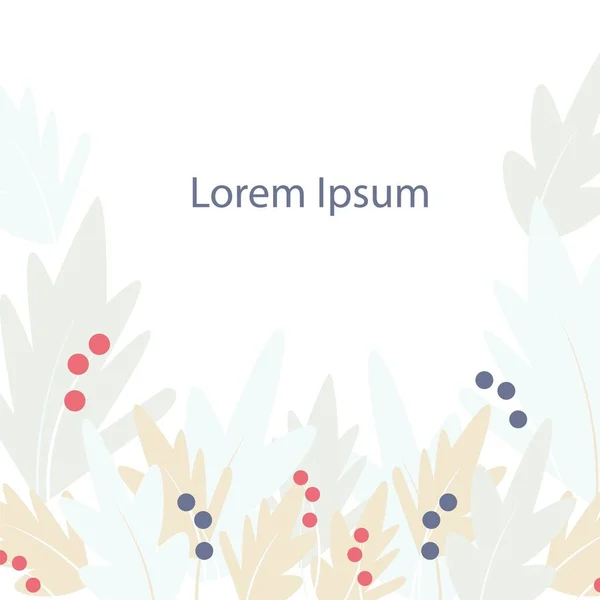 植物ロレムIpsumグレーグリーンベージュは ウェブのための白いアートデザインストックベクトルイラスト上の葉 印刷のための 生地のプリントのための — ストックベクタ