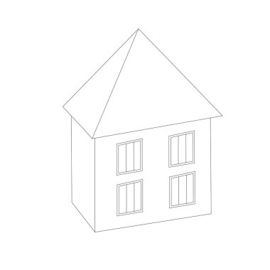 House monochrome skeç sanat tasarımı stok vektör illüstrasyon nesnesi web için izole tasarım ögesi, yazdırma, renklendirme sayfası