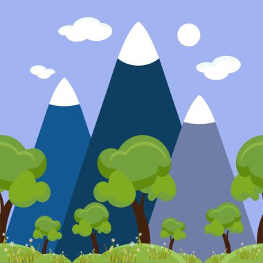 Dağ manzarası bulutu düz tasarım element sanat tasarımı web için stok vektör çizimi, yazdırma