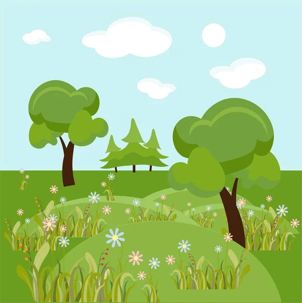 Cute Romantic Nature Flat Design Stock Vector Illustration Web Print — 스톡 벡터