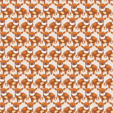 İnek desensiz sanat tasarımı web, baskı, çocuk kumaşı baskısı ve duvar kağıdı için stok vektör çizimi