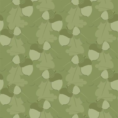 Meşe palamudu, kusursuz yeşil desenli sanat tasarımı web, baskı ve kumaş baskısı için stok vektör çizimi bırakır.