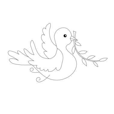 Barış güvercini eskiz sanat tasarımı web, baskı ve boyama kitabı için stok vektörü çizimi