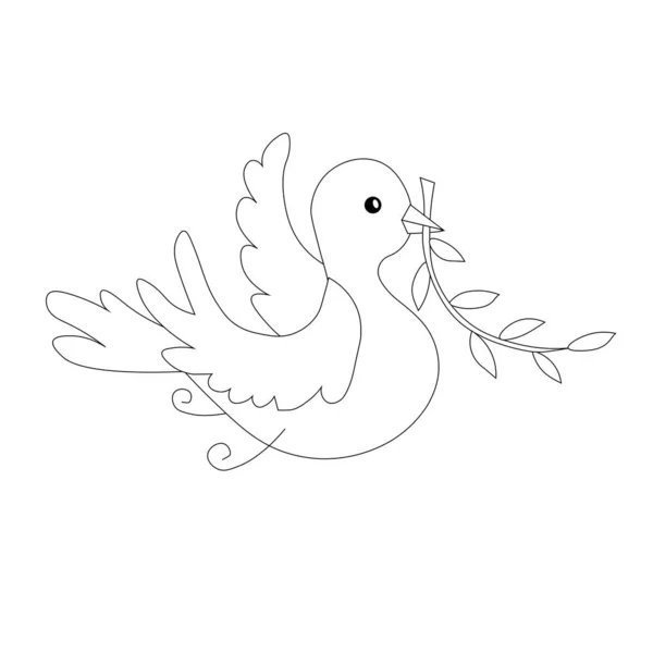平和の鳩のスケッチアートデザイン株式のベクトルのイラストのウェブ 着色本のための — ストックベクタ