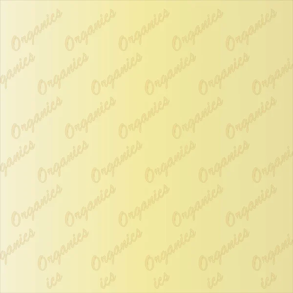 Beige achtergrond met een kleurverloop en licht oranje inscripties Organics, naadloze textuur — Stockvector