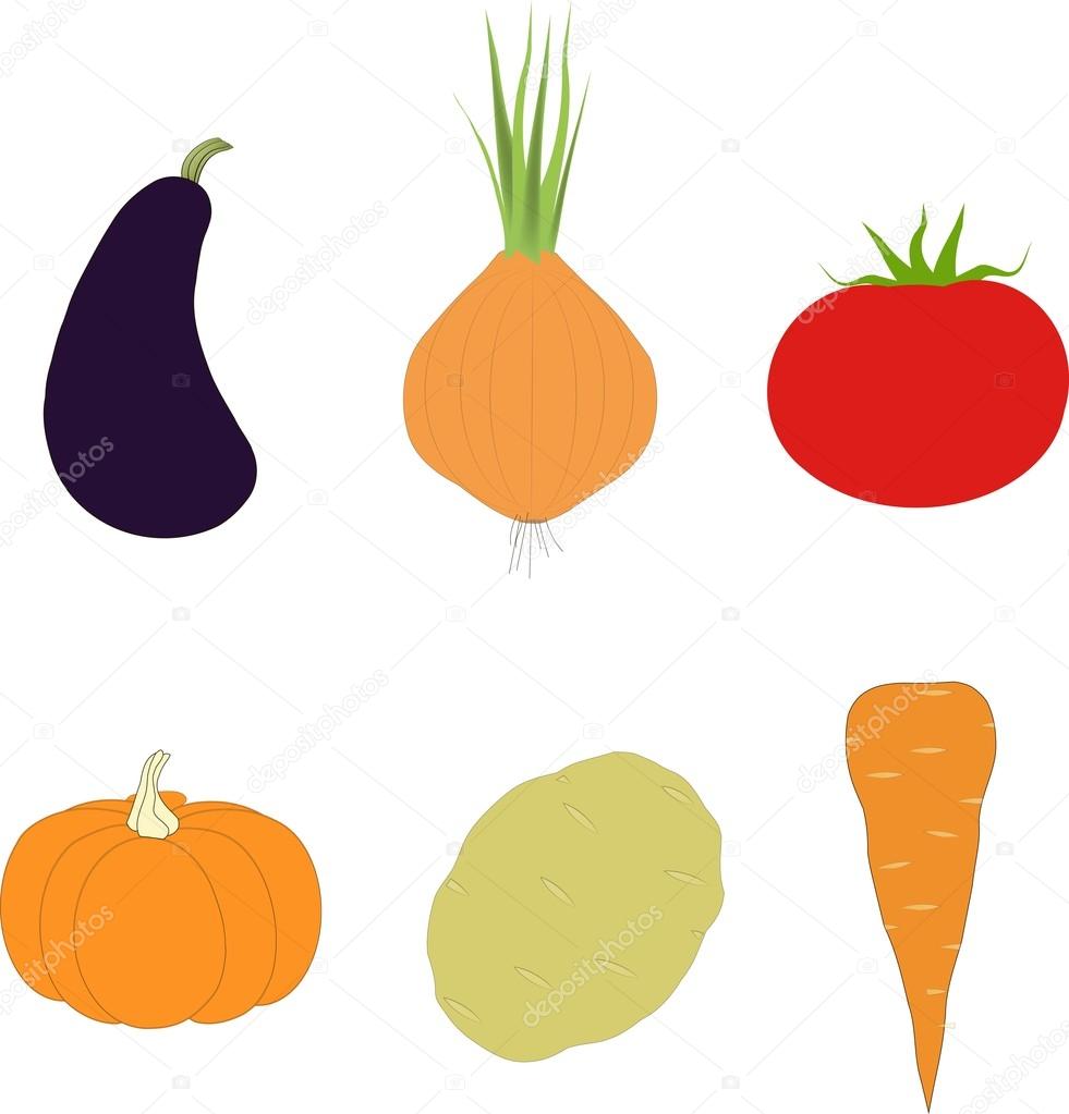 Viola melanzana zucca arancione carota cipolla patata pomodoro rosso su sfondo bianco disegno della mano Mangiare sano frutta biologico
