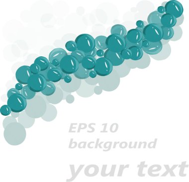 Blue shiny balls on white background, hand draw, design element, place for text