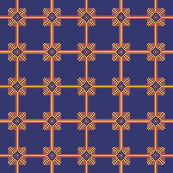 Motif sans couture broderie sur un fond bleu foncé — Image vectorielle