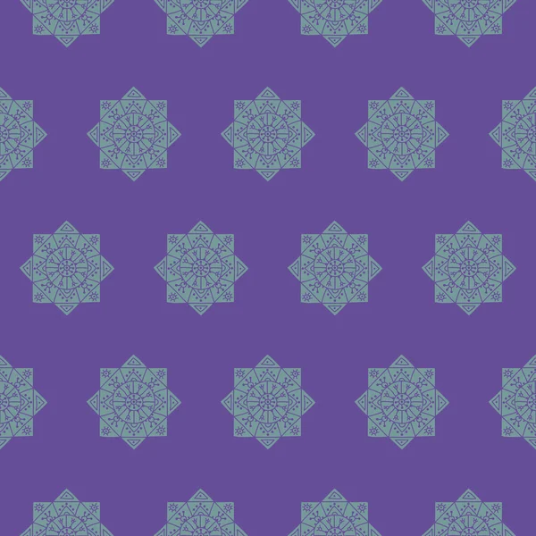 Modèle sans couture avec des rosettes ethniques sur un fond violet — Image vectorielle