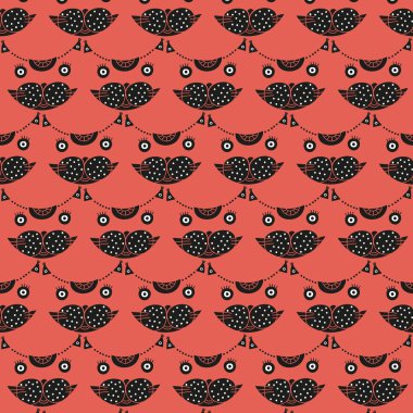 Cute cat's head seamless pattern on a pink background