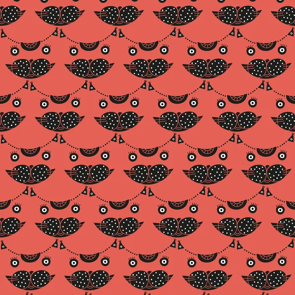 Cute cat's head seamless pattern on a pink background — Stock vektor