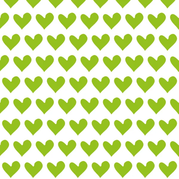 Hellgrünes Herz nahtlos einfaches Muster auf weißem Hintergrund — Stockvektor