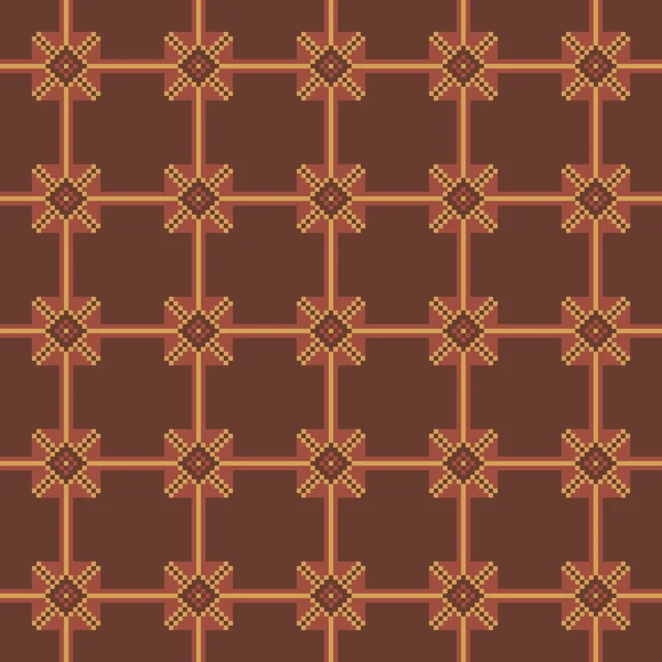 茶色のトーンでシンプルなシームレスな刺繍 — ストックベクタ