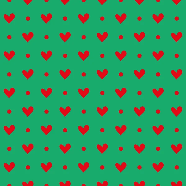 Rotes Herznahtmuster auf grünem Hintergrund — Stockvektor