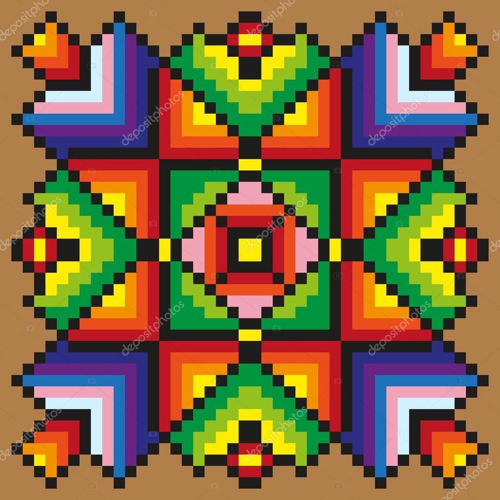 Bright Stitching Floral Pattern On A Light Brown Background Vector Image By C Julaaa Gmail Com Vector Stock 99125370