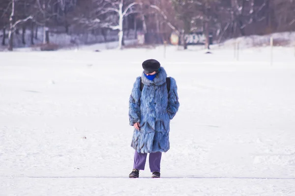 Zhytomyr, Ukraine - January 19, 2016: Strange girl in fur — Stock Photo, Image