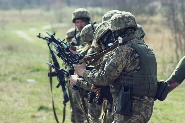 Солдаты, стоящие на страже с винтовкой — стоковое фото