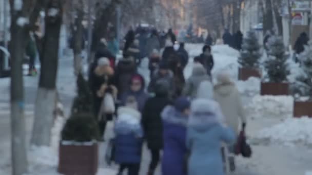 Anonyme Menschenmenge Auf Der Zhytomyr Straße — Stockvideo