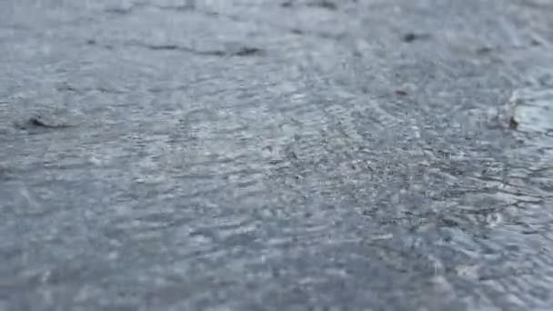 Voiture conduisant dans une rue inondée après la forte pluie — Video