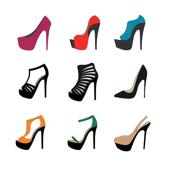 Iconos de zapatos coloridos — Vector de stock